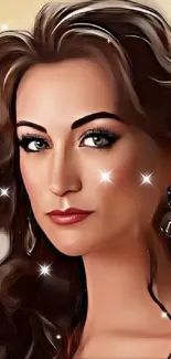 Illustrated portrait of a woman with sparkle accents.