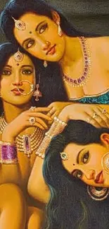 Artistic portrait of Indian women adorned in traditional jewelry.