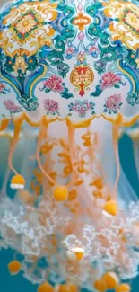 Intricate and colorful jellyfish design wallpaper