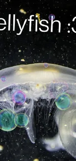 Luminous jellyfish float gracefully in a dark aquatic setting.