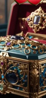 Elegant jewel box with ornate design and vibrant colors.