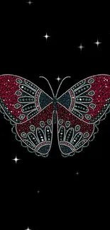 Jeweled butterfly on a black background mobile wallpaper.