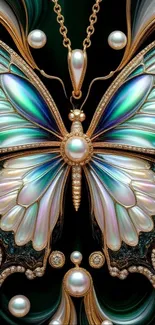 Exquisite jewel-encrusted butterfly design wallpaper.