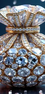 Elegant jewel-encrusted bag with diamonds and gold.