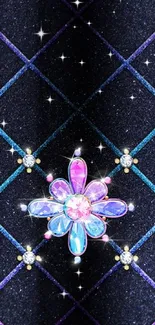 Jewel flower with dark diamond pattern