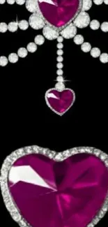 Luxurious heart-shaped jewel with diamonds wallpaper.