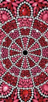 Vibrant pink and red jewel mosaic mobile wallpaper.