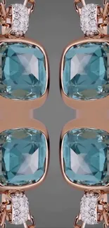Elegant jewel design wallpaper with teal accents.