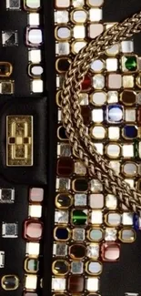 Luxurious wallpaper with jewel-studded design.