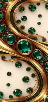 Elegantly designed wallpaper with jewels and gold accents.