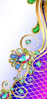 Elegant mobile wallpaper with vibrant jewel tones and intricate gold detailing.