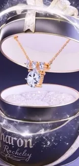 Elegant jewelry box with sparkling diamond necklace