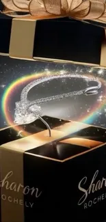 Diamond bracelet in an elegant gift box with gold ribbon.