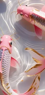 Two elegant pink koi fish with detailed scales.