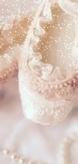 Elegant lace ballet slippers with sparkling details.