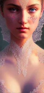 Elegant woman with intricate lace detail for mobile wallpaper.