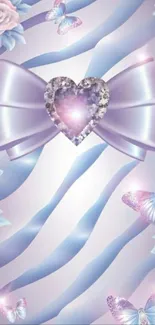 Lavender heart with ribbons and butterflies.