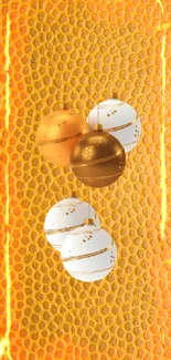 Elegant leather texture with gold and white spherical accents.