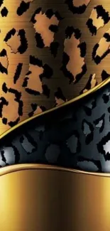 Elegant gold and black leopard pattern wallpaper for mobile.