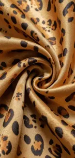 Close-up of a swirling leopard print fabric with vivid patterns.