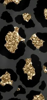 Gold and black leopard print wallpaper design.