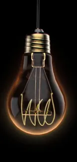 Elegant glowing light bulb on dark background, ideal for modern phone screens.