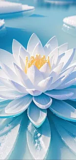 Elegant lotus flower floating on serene blue water.