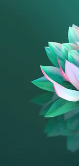 Elegant lotus petal design in pastel colors on teal background