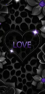 Heart-themed mobile wallpaper with flowers.