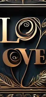 Elegant mobile wallpaper with golden love design