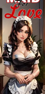 Anime art depicting an elegant maid in classic attire.