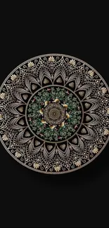 Elegant mandala art with intricate design on a dark background.