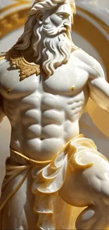 Marble statue with golden accents radiating elegance and classic artistry.