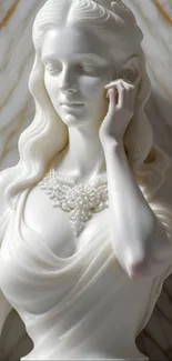 Intricate marble statue on elegant mobile wallpaper.