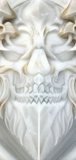 Elegant marble skull with intricate beige patterns.