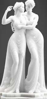 Elegant marble statue against a gray background in mobile wallpaper.