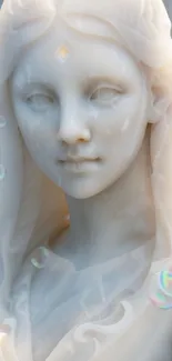 Ethereal marble statue with soft curves and serene expression.