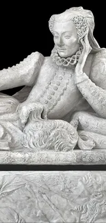 Elegant marble statue in repose with intricate sculptural details.