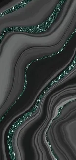 Elegant black and teal marble texture wallpaper.