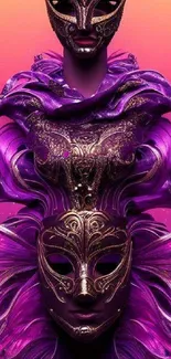 Fantasy-themed mobile wallpaper with purple masked design.