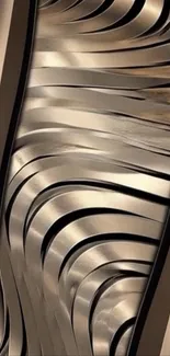 Abstract metallic design with curved bronze lines and elegant texture.