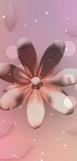 Elegant metallic flower against a soft pink background.