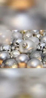 Elegant metallic ornaments with silver and gold shimmer for mobile wallpaper.