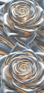 Elegant metallic roses in silver and gold hues.