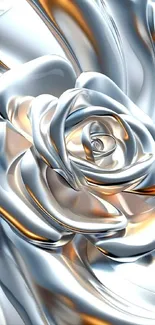 An elegant metallic rose with silver and gold tones.