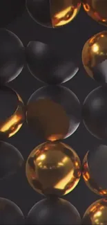 Elegant metallic spheres on black background.