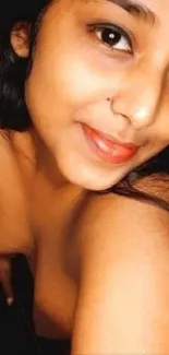 Elegant close-up portrait mobile wallpaper.