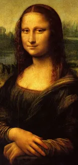 Mona Lisa painting as mobile wallpaper, showing classic art beauty.