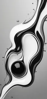 Monochrome abstract fluid art wallpaper design for mobile.