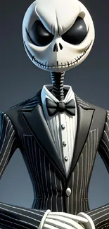 Monochrome character in a pinstripe suit with a classic and stylish design.